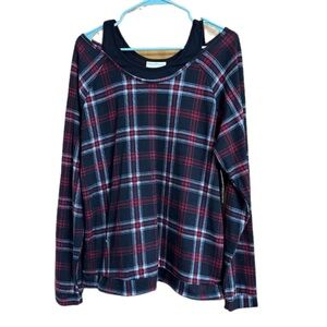Bobby Brooks Plaid Long Sleeve Top Size 1X